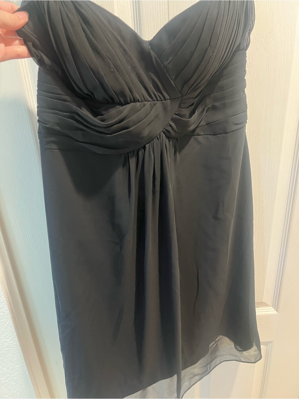 White House Black Market Black Sweetheart Pleated Ruched Chiffon Dress 14